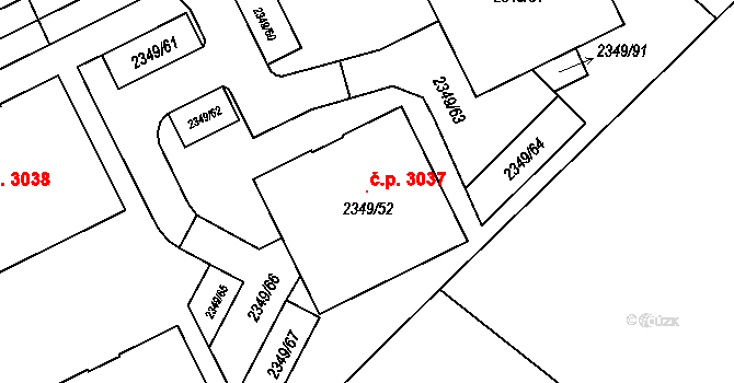Předměstí 3037, Opava na parcele st. 2349/52 v KÚ Opava-Předměstí, Katastrální mapa