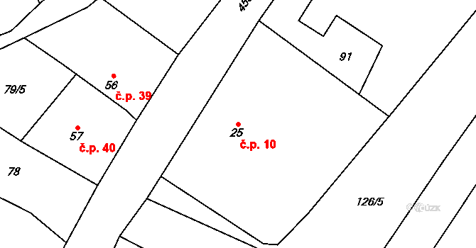 Štipoklasy 10 na parcele st. 25 v KÚ Štipoklasy u Černín, Katastrální mapa