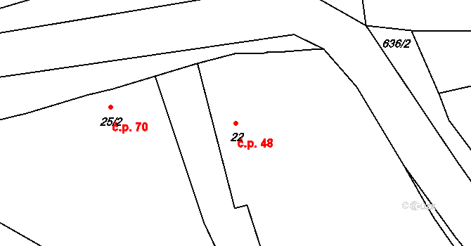 Sovenice 48, Křinec na parcele st. 22 v KÚ Sovenice, Katastrální mapa