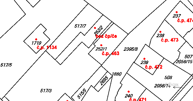 Polná 463 na parcele st. 252/1 v KÚ Polná, Katastrální mapa