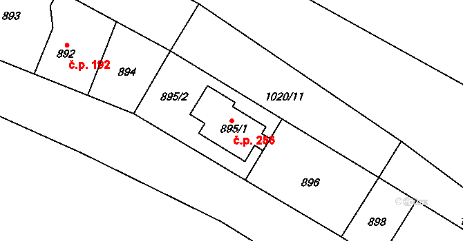 Krmelín 256 na parcele st. 895/1 v KÚ Krmelín, Katastrální mapa