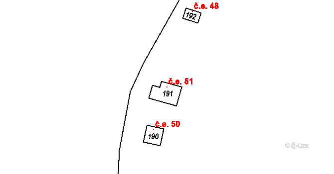Staňkov 51 na parcele st. 191 v KÚ Staňkov, Katastrální mapa