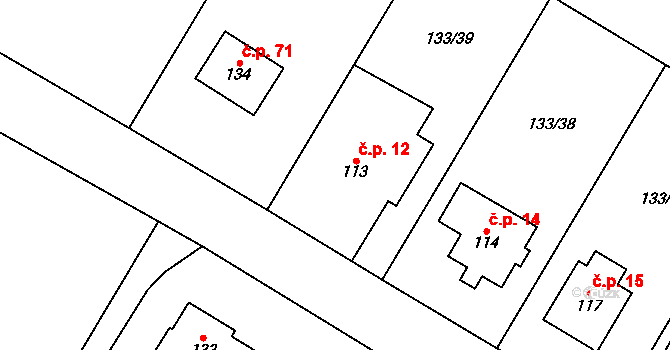 Týnec 12, Dobrovice na parcele st. 113 v KÚ Týnec u Dobrovice, Katastrální mapa