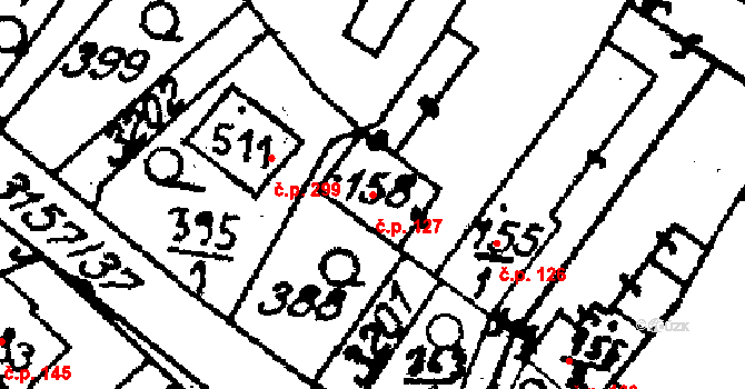 Medlov 127 na parcele st. 83 v KÚ Medlov u Uničova, Katastrální mapa
