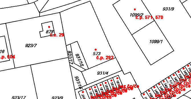 Prachatice II 292, Prachatice na parcele st. 573 v KÚ Prachatice, Katastrální mapa