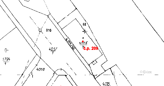 Poděbrady III 209, Poděbrady na parcele st. 4115/7 v KÚ Poděbrady, Katastrální mapa