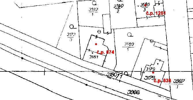Poděbrady III 874, Poděbrady na parcele st. 3181 v KÚ Poděbrady, Katastrální mapa