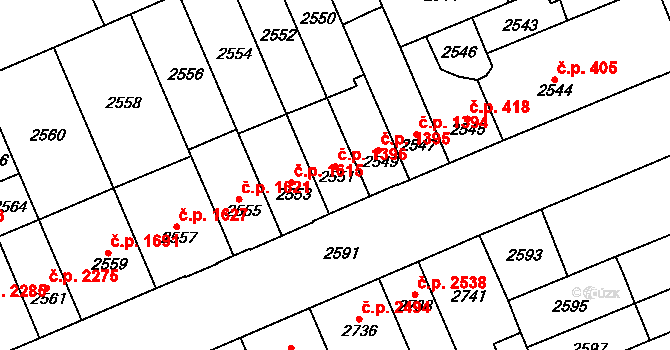 Židenice 1396, Brno na parcele st. 2551 v KÚ Židenice, Katastrální mapa