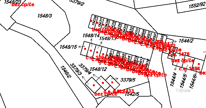 Pelhřimov 1000,1007 na parcele st. 1548/12 v KÚ Pelhřimov, Katastrální mapa