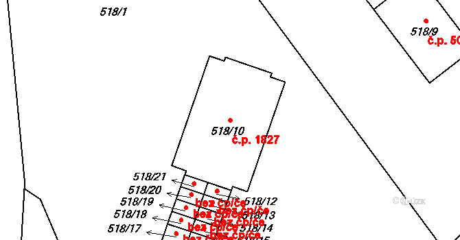 Místek 1827, Frýdek-Místek na parcele st. 518/10 v KÚ Místek, Katastrální mapa