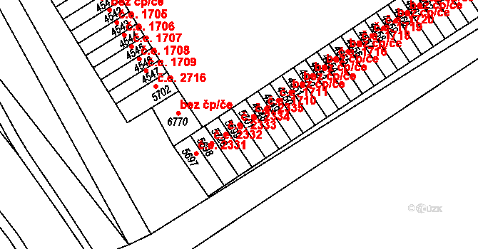 Cheb 2334 na parcele st. 5699 v KÚ Cheb, Katastrální mapa