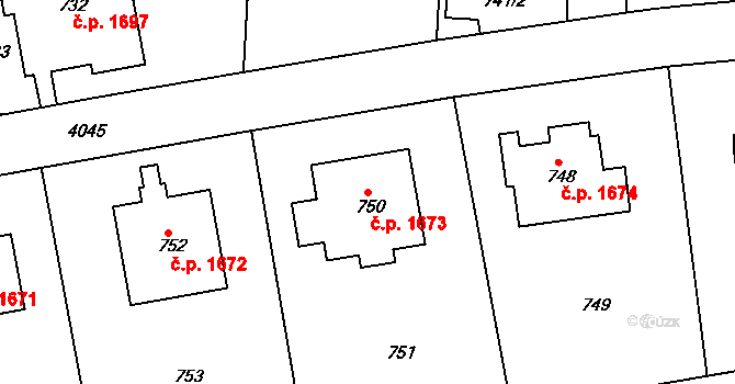 Dejvice 1673, Praha na parcele st. 750 v KÚ Dejvice, Katastrální mapa