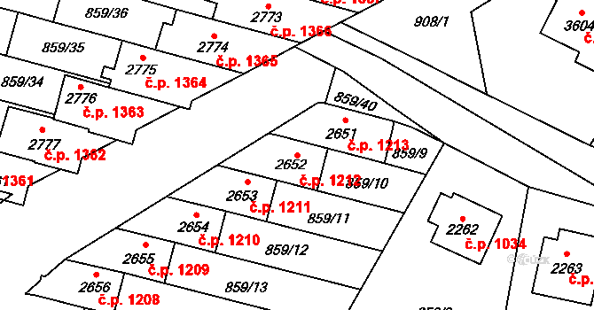Vrchlabí 1212 na parcele st. 2652 v KÚ Vrchlabí, Katastrální mapa