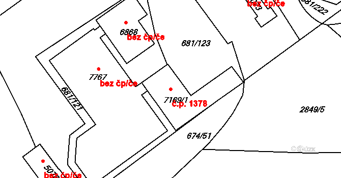 Kolín V 1378, Kolín na parcele st. 7169/1 v KÚ Kolín, Katastrální mapa