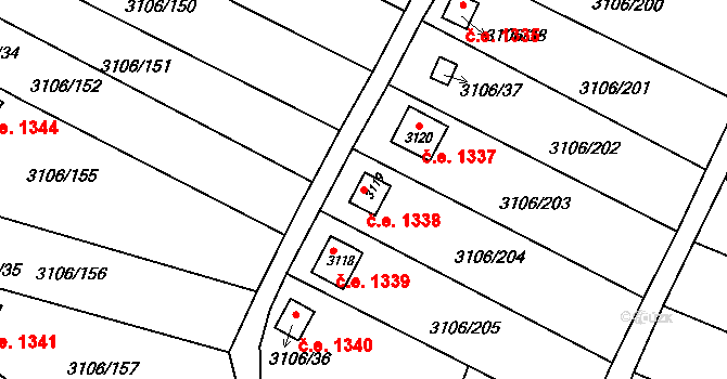 Kadaň 1338 na parcele st. 3119 v KÚ Kadaň, Katastrální mapa