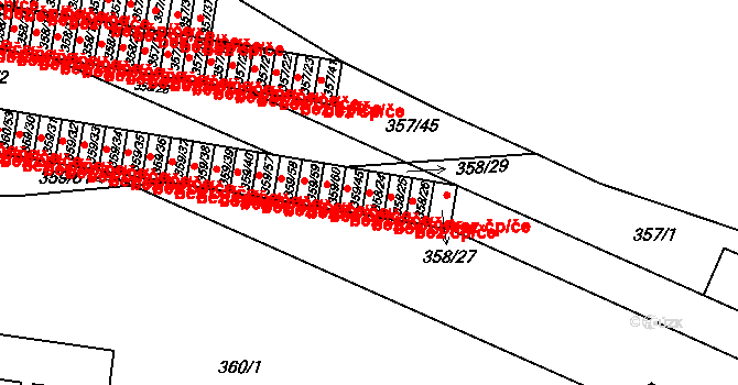 Rousínov 42960088 na parcele st. 358/24 v KÚ Rousínov u Vyškova, Katastrální mapa