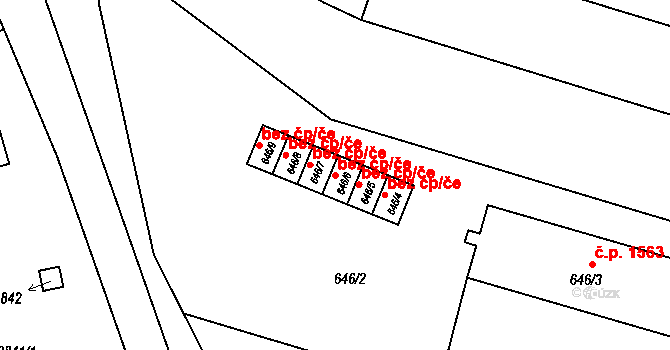 Velké Meziříčí 43428088 na parcele st. 646/6 v KÚ Velké Meziříčí, Katastrální mapa