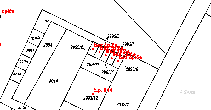 Bystřice nad Pernštejnem 44134088 na parcele st. 2993/4 v KÚ Bystřice nad Pernštejnem, Katastrální mapa