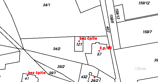 Jestřebí 44927088 na parcele st. 121 v KÚ Jestřebíčko, Katastrální mapa