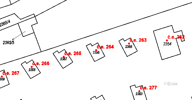 Buchlovice 264 na parcele st. 2356 v KÚ Buchlovice, Katastrální mapa