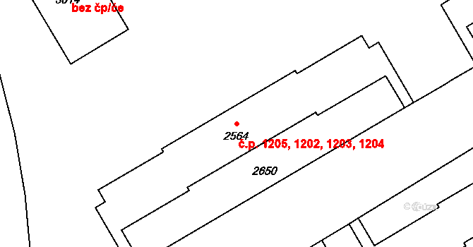 Beroun-Město 1202,1203,1204,1205, Beroun na parcele st. 2564 v KÚ Beroun, Katastrální mapa