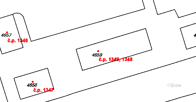 Bílé Předměstí 1348,1349, Pardubice na parcele st. 4659 v KÚ Pardubice, Katastrální mapa