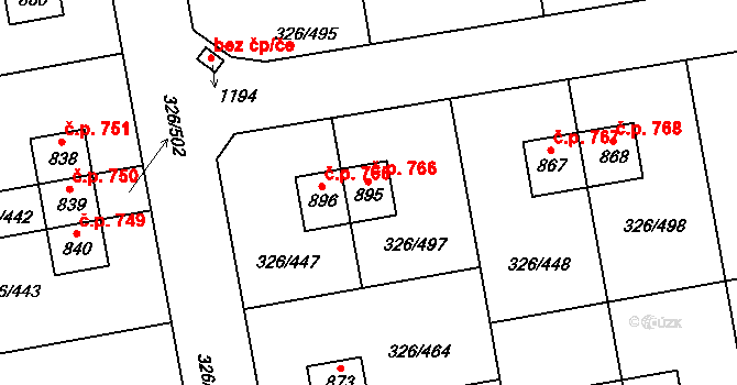 Nehvizdy 766 na parcele st. 895 v KÚ Nehvizdy, Katastrální mapa