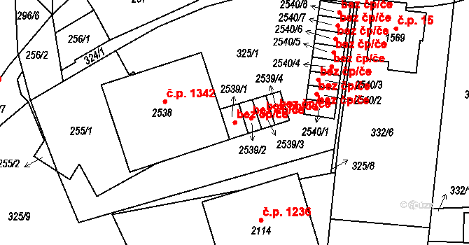 Milevsko 80075088 na parcele st. 2539/1 v KÚ Milevsko, Katastrální mapa