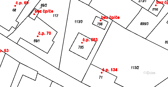 Mořkov 563 na parcele st. 785 v KÚ Mořkov, Katastrální mapa