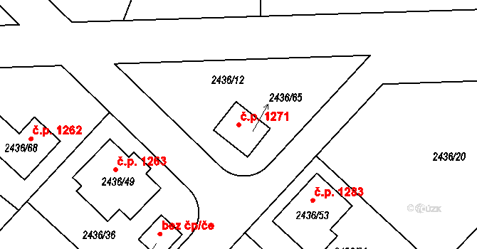 Lovosice 1271 na parcele st. 2436/12 v KÚ Lovosice, Katastrální mapa