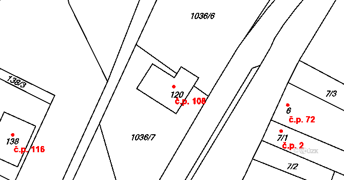Lhota 108, Pačlavice na parcele st. 120 v KÚ Lhota u Pačlavic, Katastrální mapa