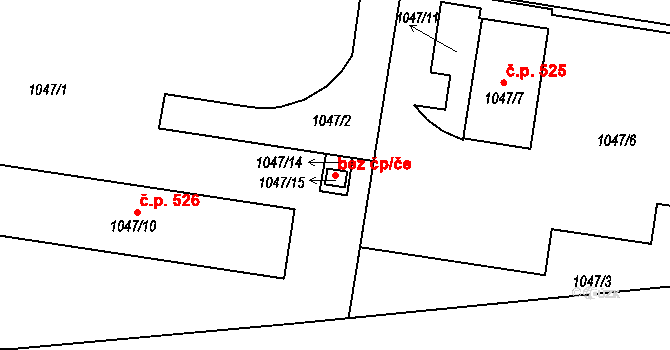 Holešov 103104089 na parcele st. 1047/15 v KÚ Všetuly, Katastrální mapa