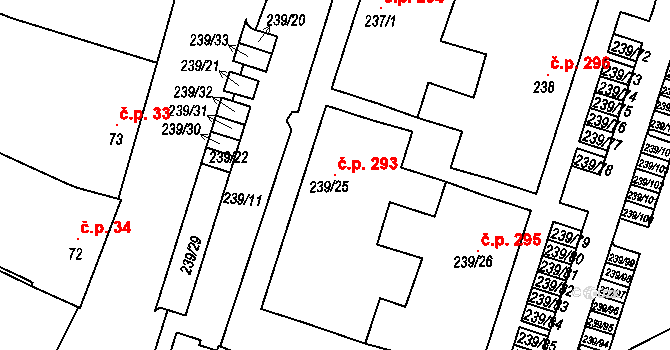 Vícemilice 293, Bučovice na parcele st. 239/25 v KÚ Vícemilice, Katastrální mapa