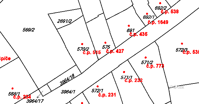 Lipník nad Bečvou I-Město 427, Lipník nad Bečvou na parcele st. 575 v KÚ Lipník nad Bečvou, Katastrální mapa