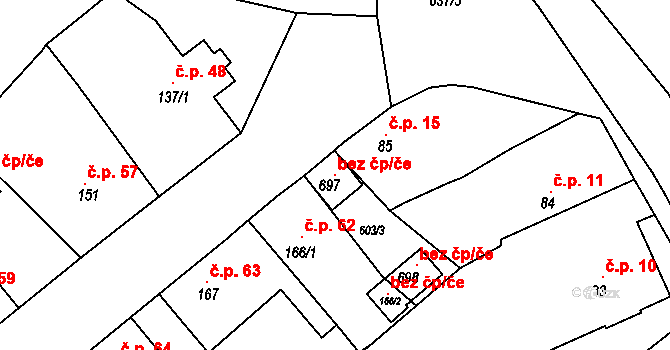 Čachovice 118883089 na parcele st. 697 v KÚ Čachovice, Katastrální mapa