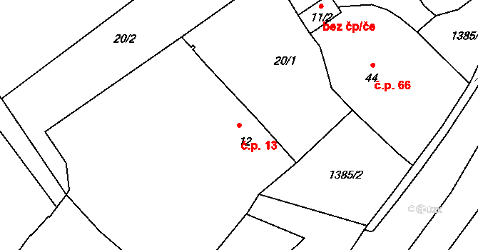 Brzkov 13 na parcele st. 12 v KÚ Brzkov, Katastrální mapa