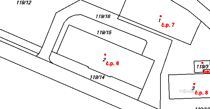 Karlova Studánka 6 na parcele st. 2 v KÚ Karlova Studánka, Katastrální mapa