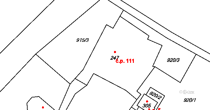 Pustá Rudná 111, Andělská Hora na parcele st. 247 v KÚ Andělská Hora ve Slezsku, Katastrální mapa