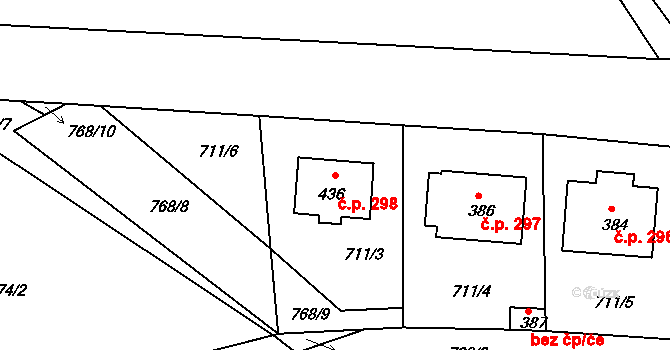 Sedlec 298, Sedlec-Prčice na parcele st. 436 v KÚ Sedlec u Votic, Katastrální mapa