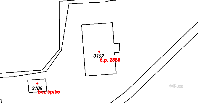 Kročehlavy 2568, Kladno na parcele st. 3107 v KÚ Kročehlavy, Katastrální mapa