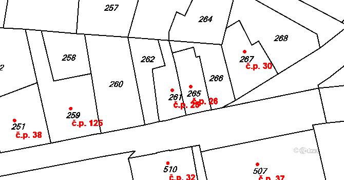 Děčín VII-Chrochvice 25, Děčín na parcele st. 261 v KÚ Chrochvice, Katastrální mapa