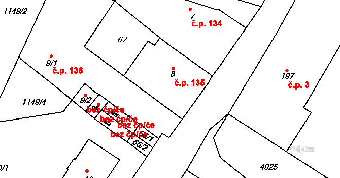 Cvikov I 135, Cvikov na parcele st. 8 v KÚ Cvikov, Katastrální mapa