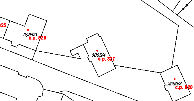 Poruba 827, Orlová na parcele st. 3085/4 v KÚ Poruba u Orlové, Katastrální mapa