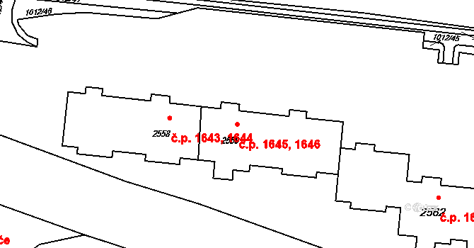 Rožnov pod Radhoštěm 1645,1646 na parcele st. 2559 v KÚ Rožnov pod Radhoštěm, Katastrální mapa