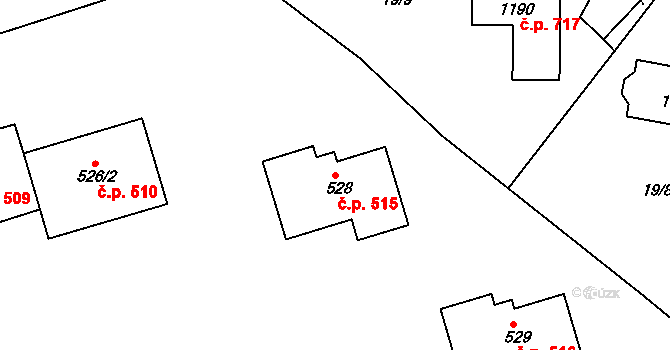 Bohosudov 515, Krupka na parcele st. 528 v KÚ Bohosudov, Katastrální mapa