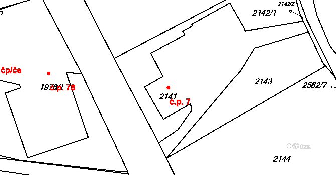 Šunychl 7, Bohumín na parcele st. 2141 v KÚ Nový Bohumín, Katastrální mapa