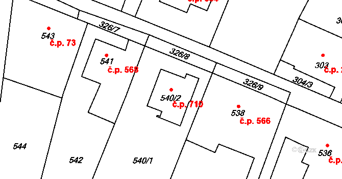 Skřečoň 710, Bohumín na parcele st. 540/2 v KÚ Skřečoň, Katastrální mapa