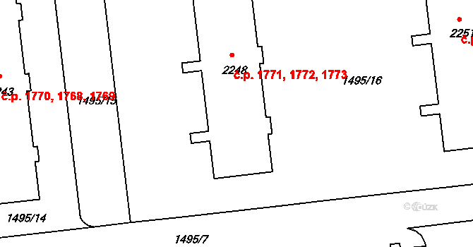 Předměstí 1771,1772,1773, Svitavy na parcele st. 2248 v KÚ Svitavy-předměstí, Katastrální mapa