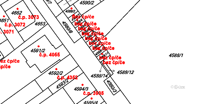 Židenice 707, Brno na parcele st. 4588/10 v KÚ Židenice, Katastrální mapa