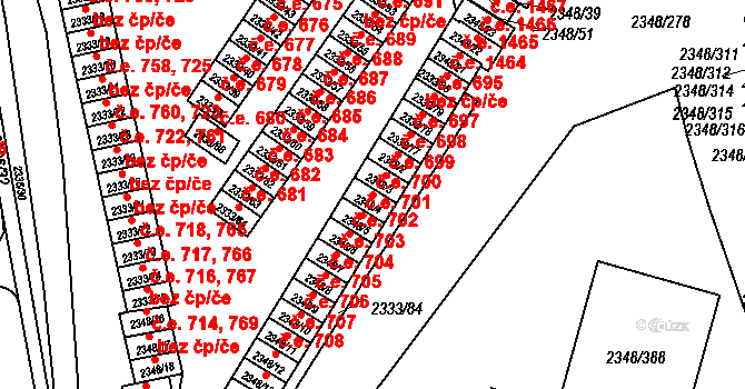 Pelhřimov 700 na parcele st. 2348/4 v KÚ Pelhřimov, Katastrální mapa